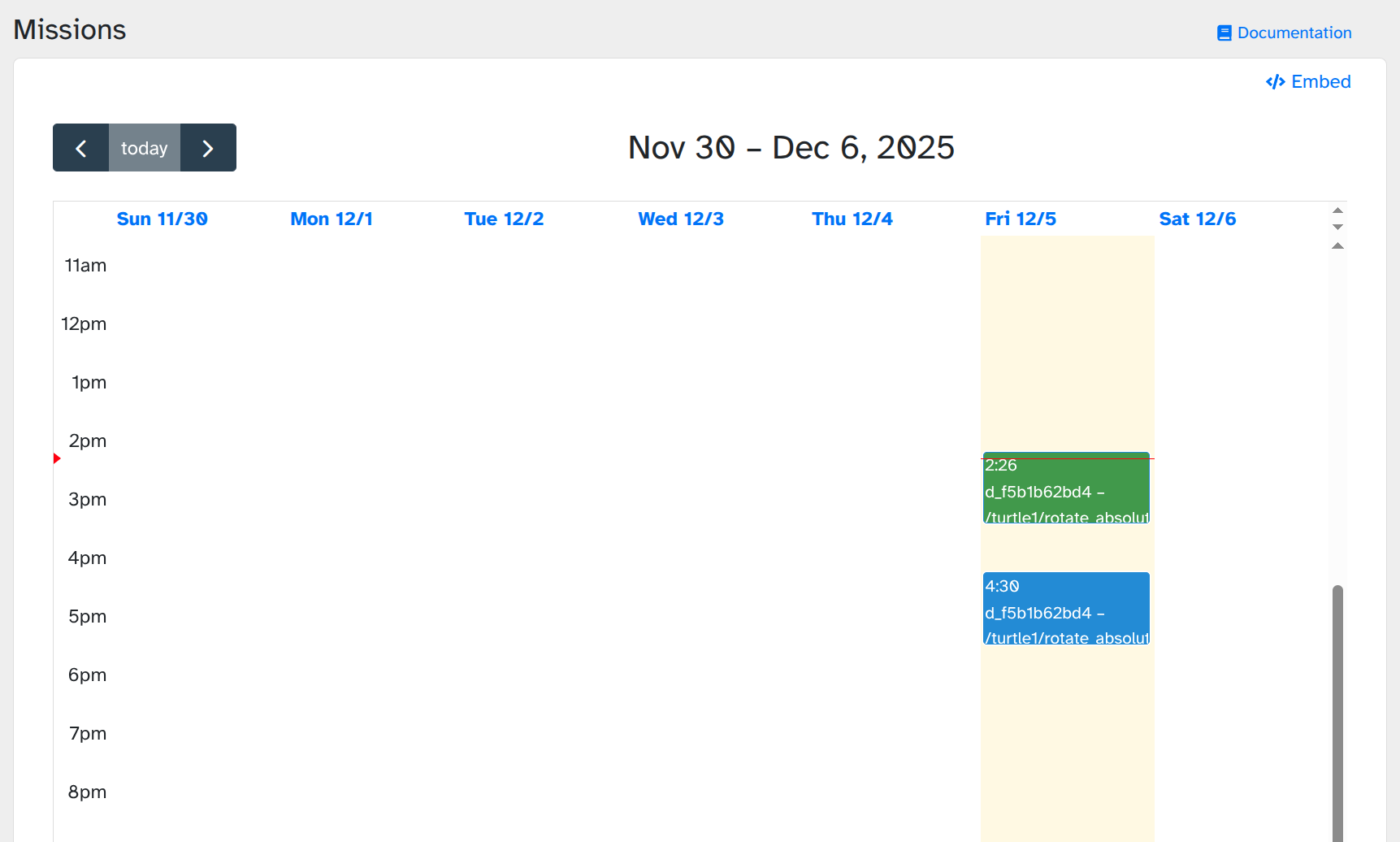 Define and schedule missions from the web, execute them on the robot, and see their results Preview image of Missions